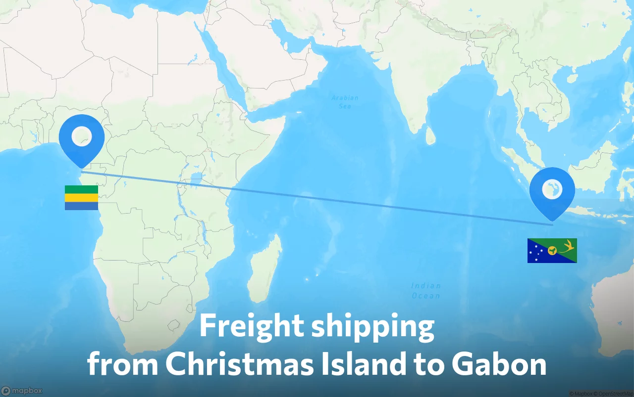 Shipping route from Christmas Island to Gabon