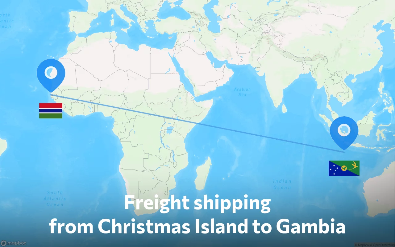 Shipping route from Christmas Island to Gambia