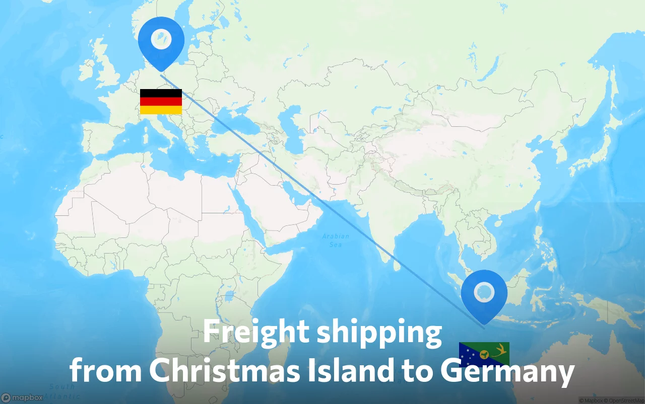 Shipping route from Christmas Island to Germany