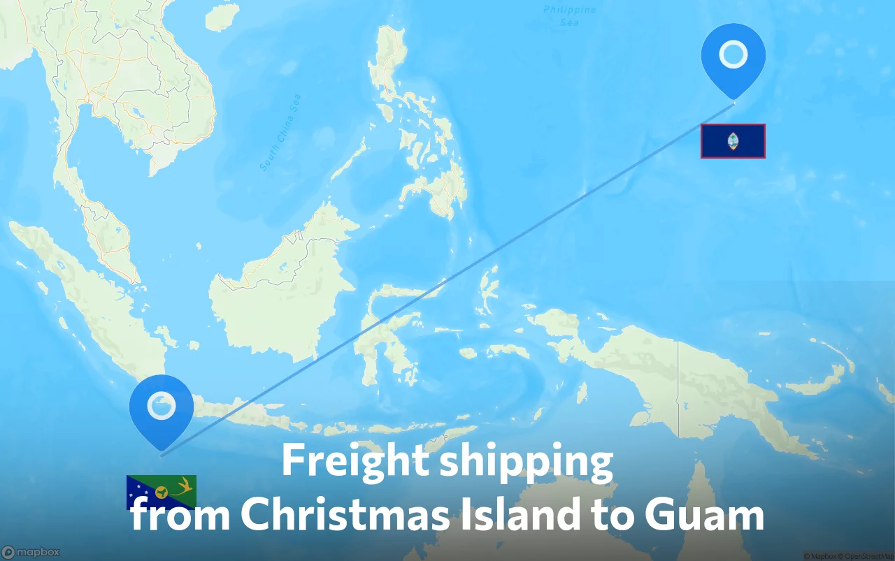 Shipping route from Christmas Island to Guam