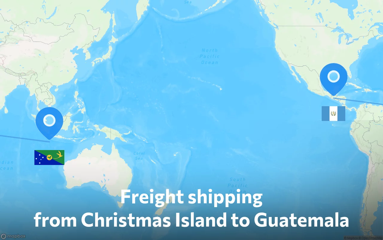 Shipping route from Christmas Island to Guatemala