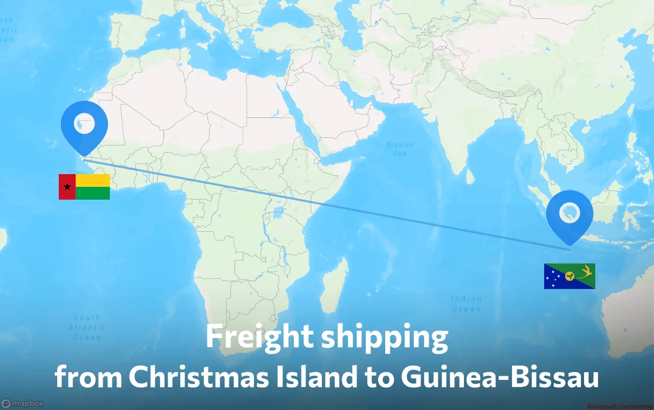 Shipping route from Christmas Island to Guinea-Bissau