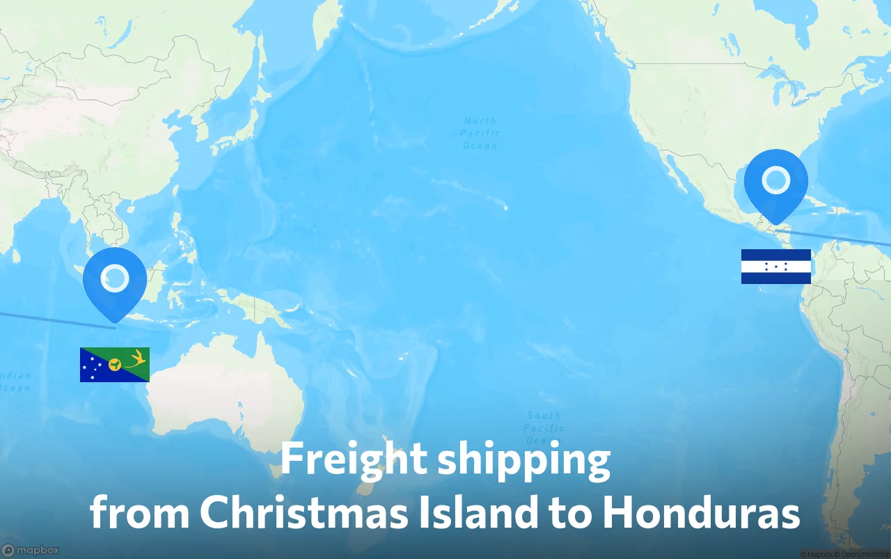 Shipping route from Christmas Island to Honduras
