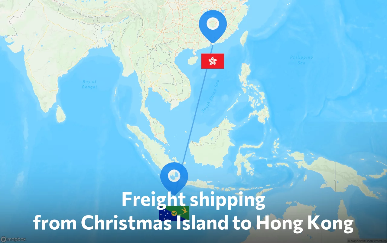 Shipping route from Christmas Island to Hong Kong