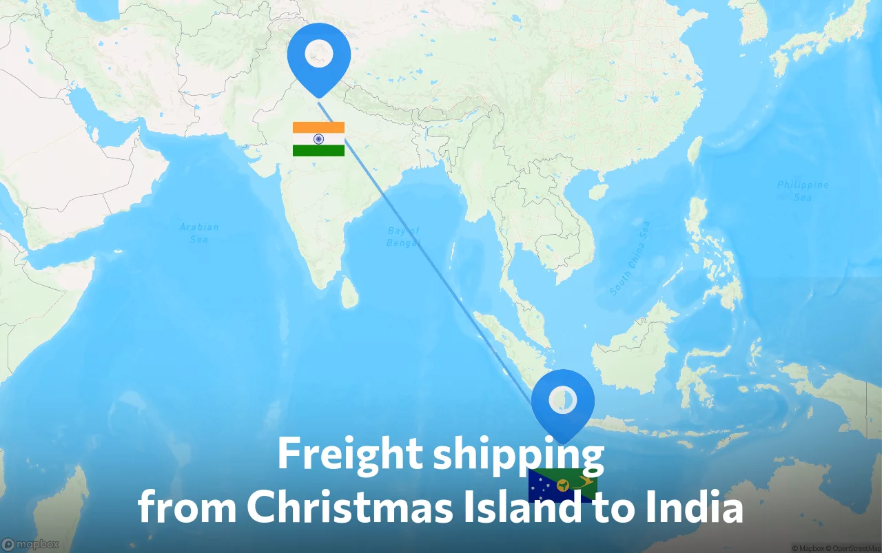 Shipping route from Christmas Island to India