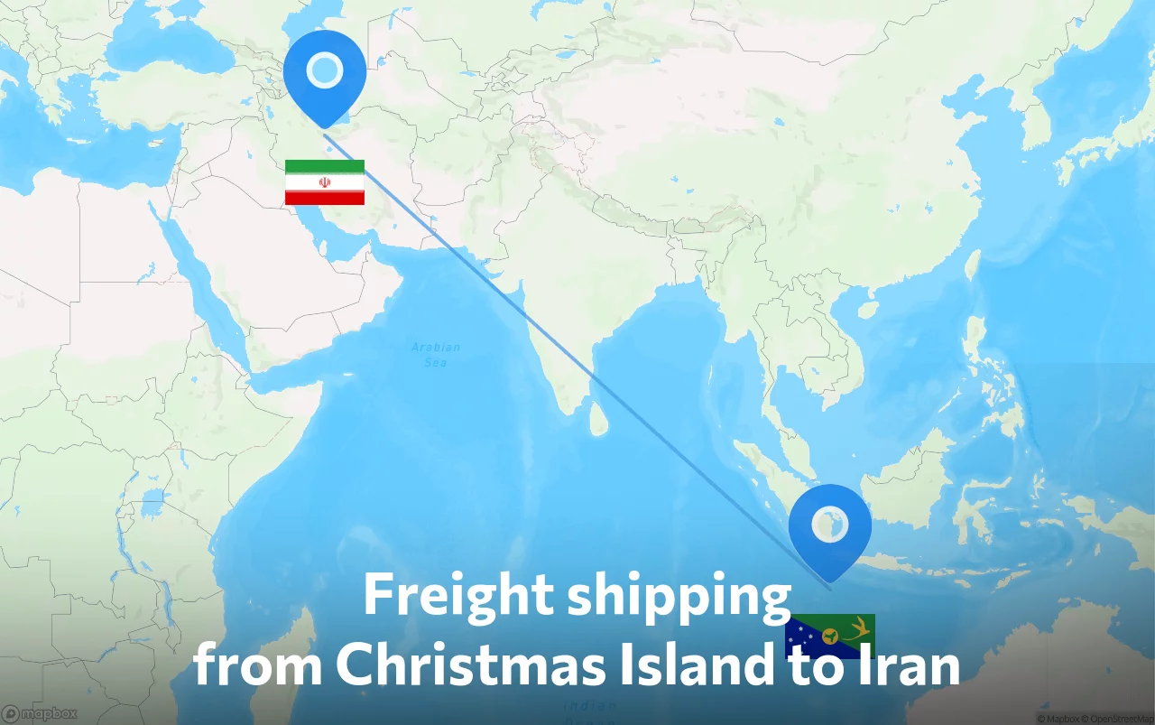 Shipping route from Christmas Island to Iran
