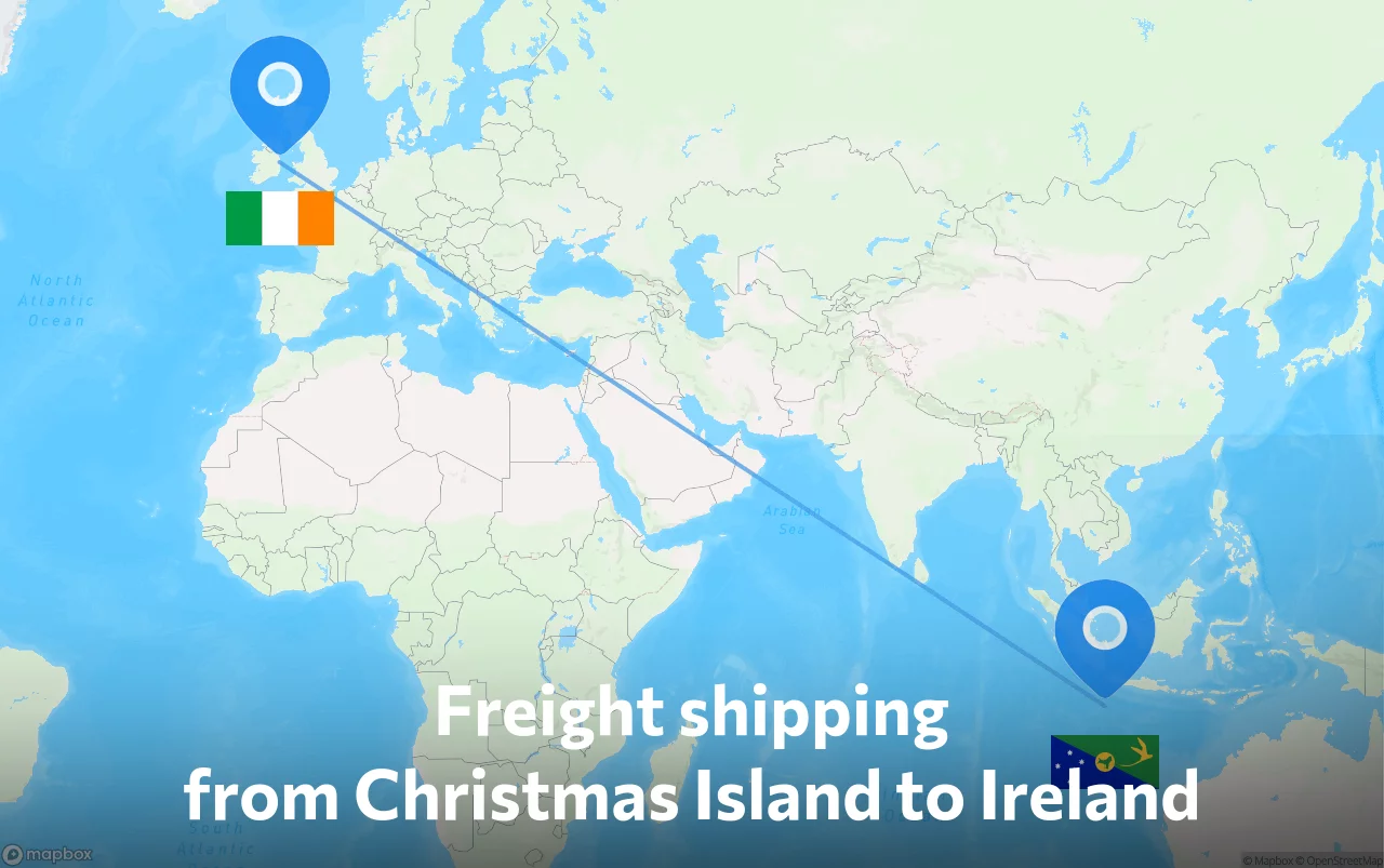 Shipping route from Christmas Island to Ireland