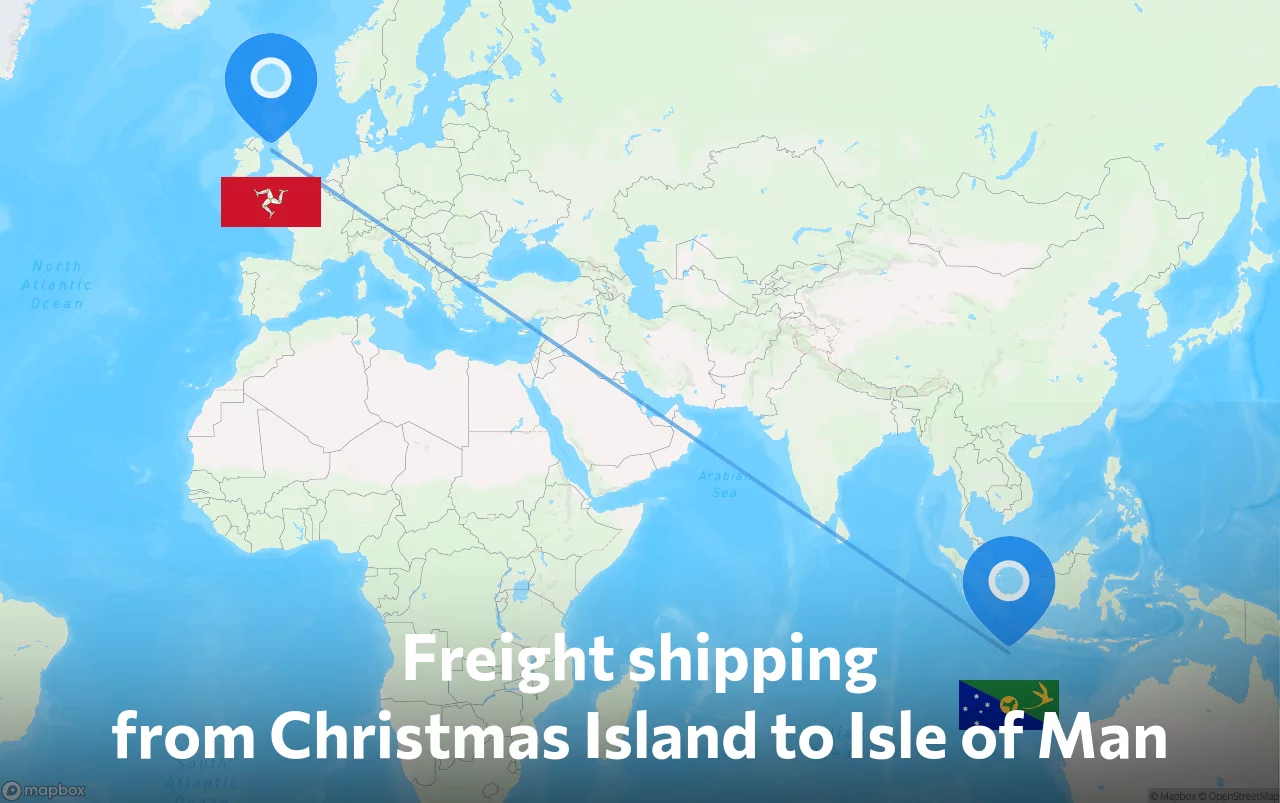 Shipping route from Christmas Island to Isle of Man