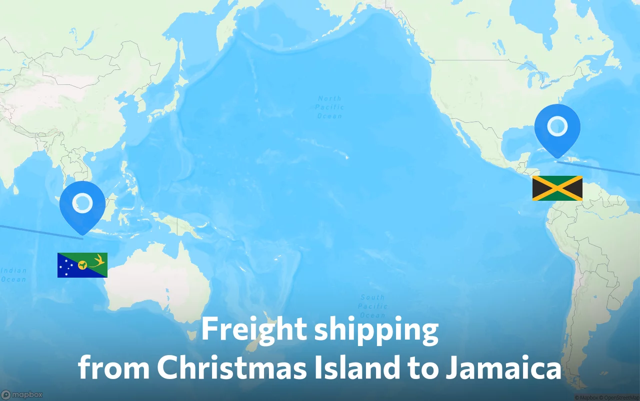 Shipping route from Christmas Island to Jamaica