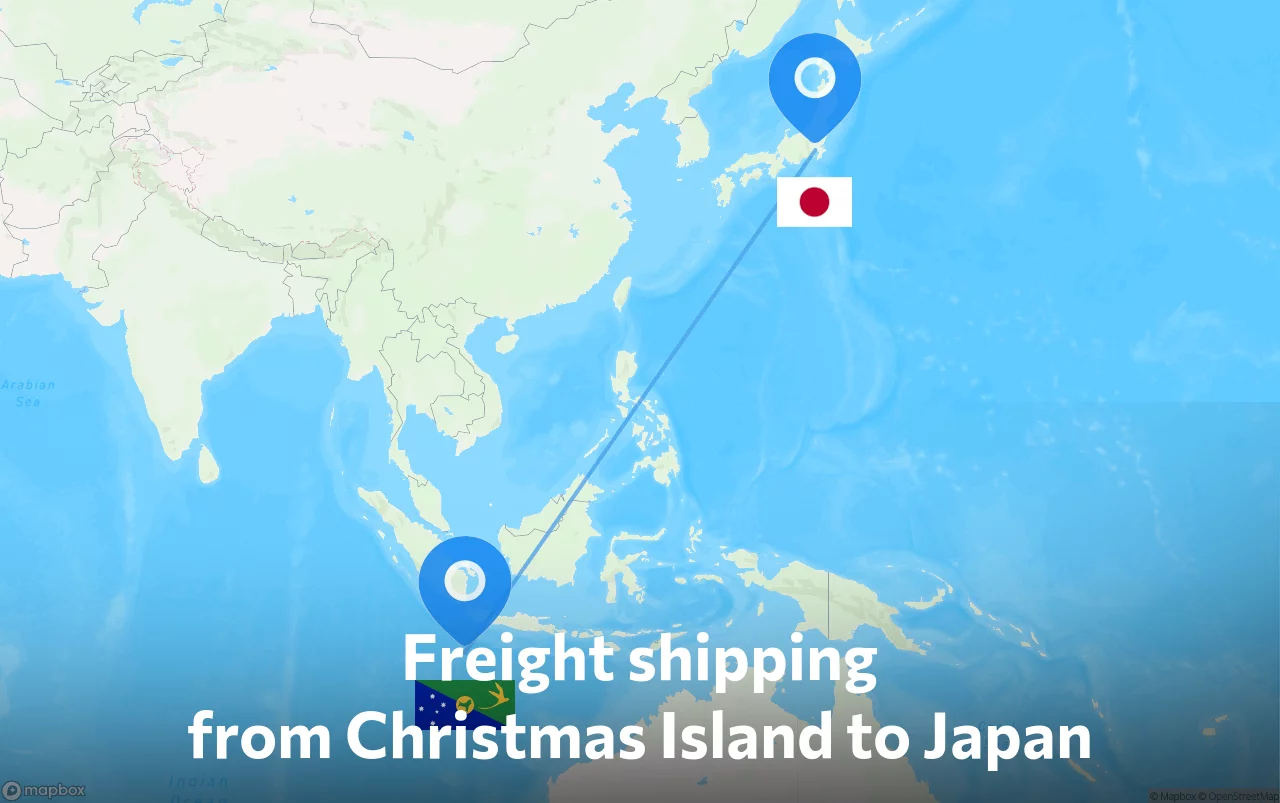 Shipping route from Christmas Island to Japan