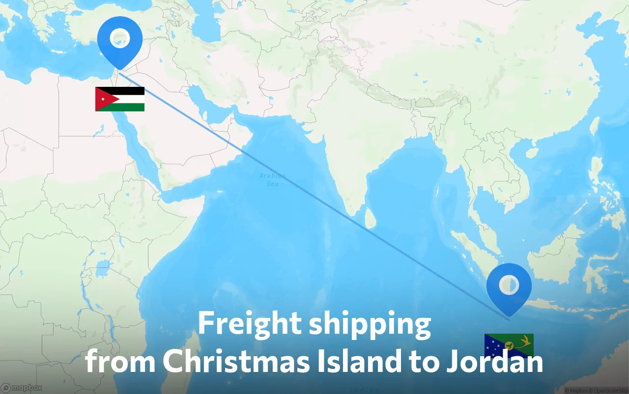 Shipping route from Christmas Island to Jordan