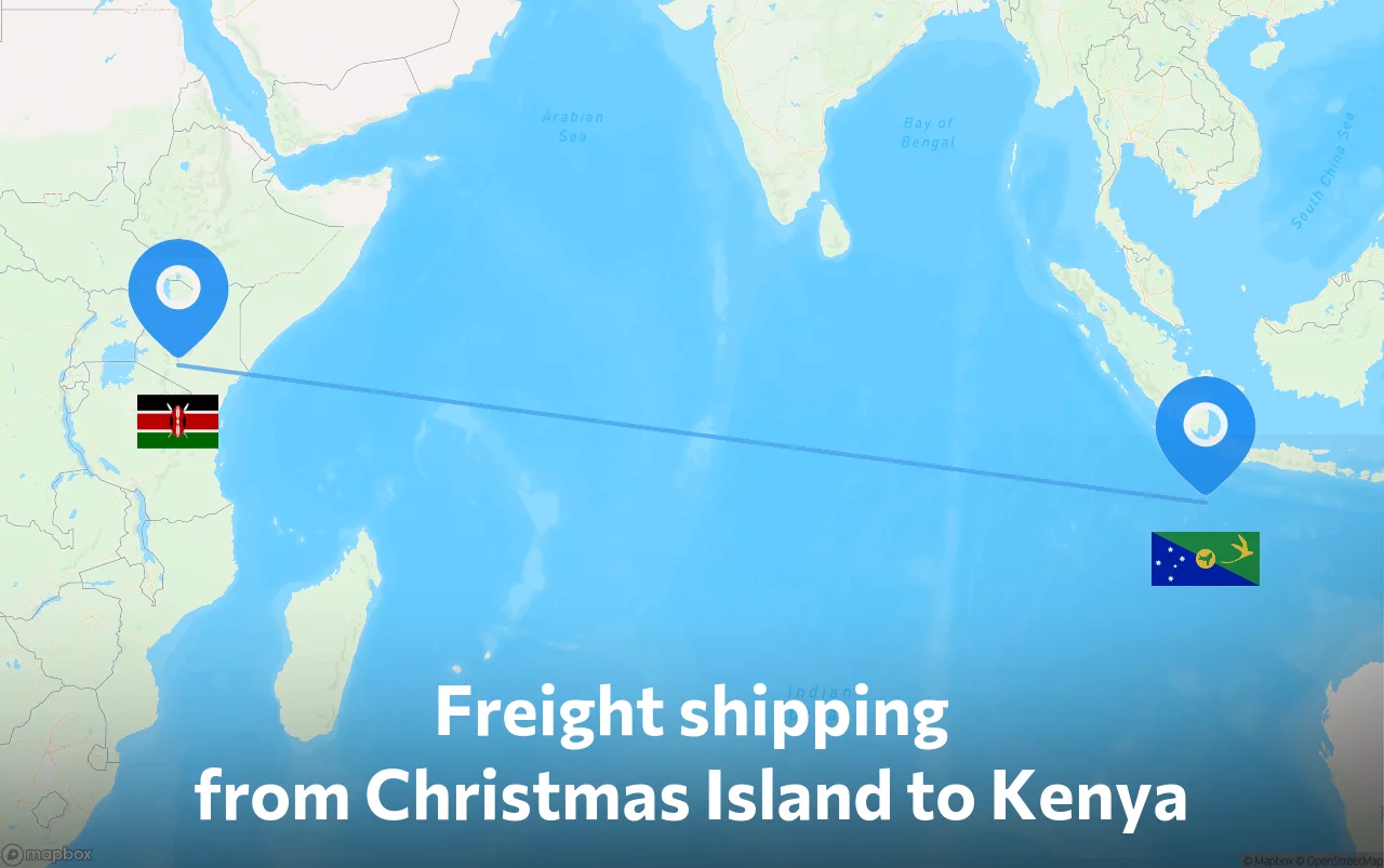 Shipping route from Christmas Island to Kenya