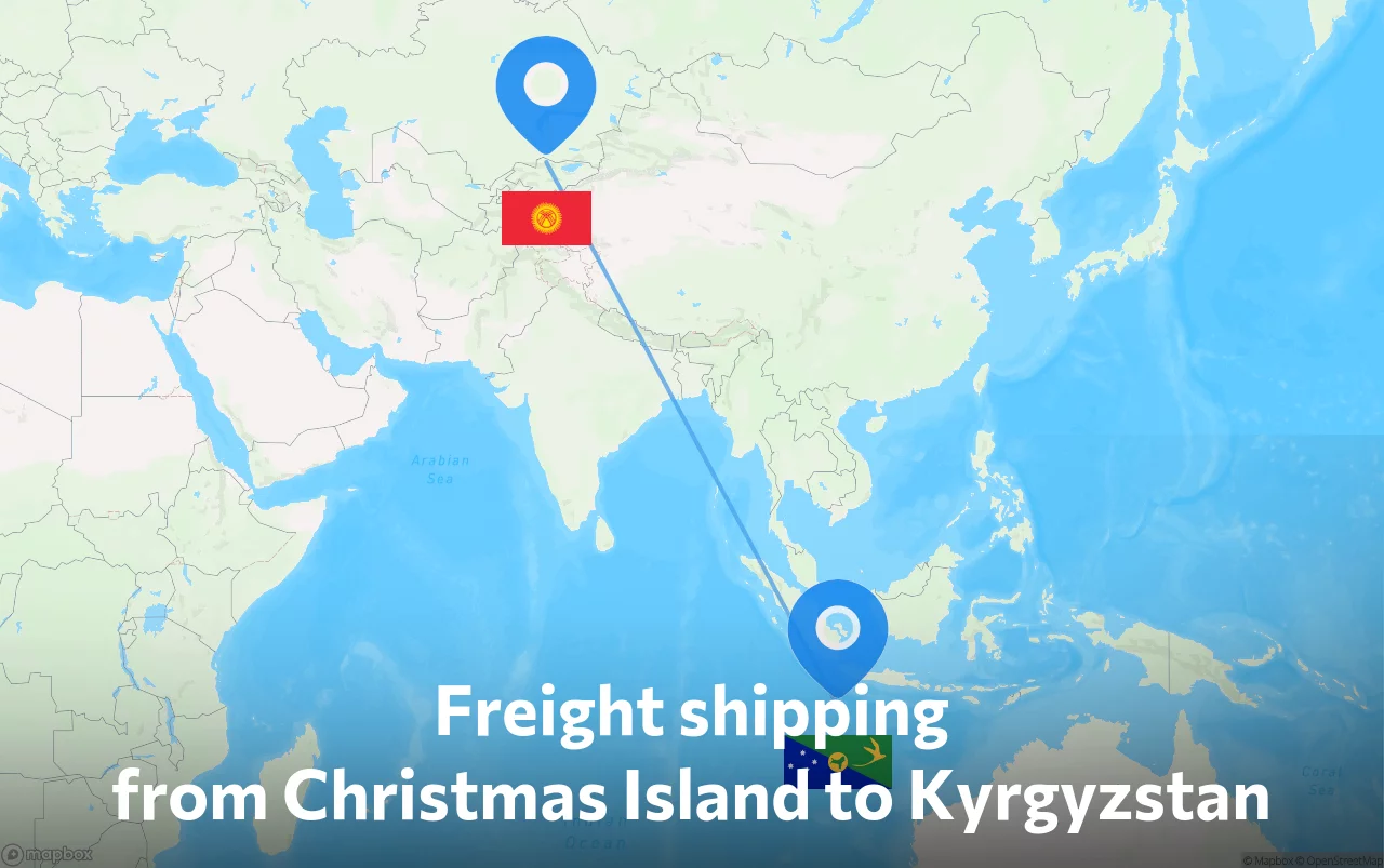Shipping route from Christmas Island to Kyrgyzstan