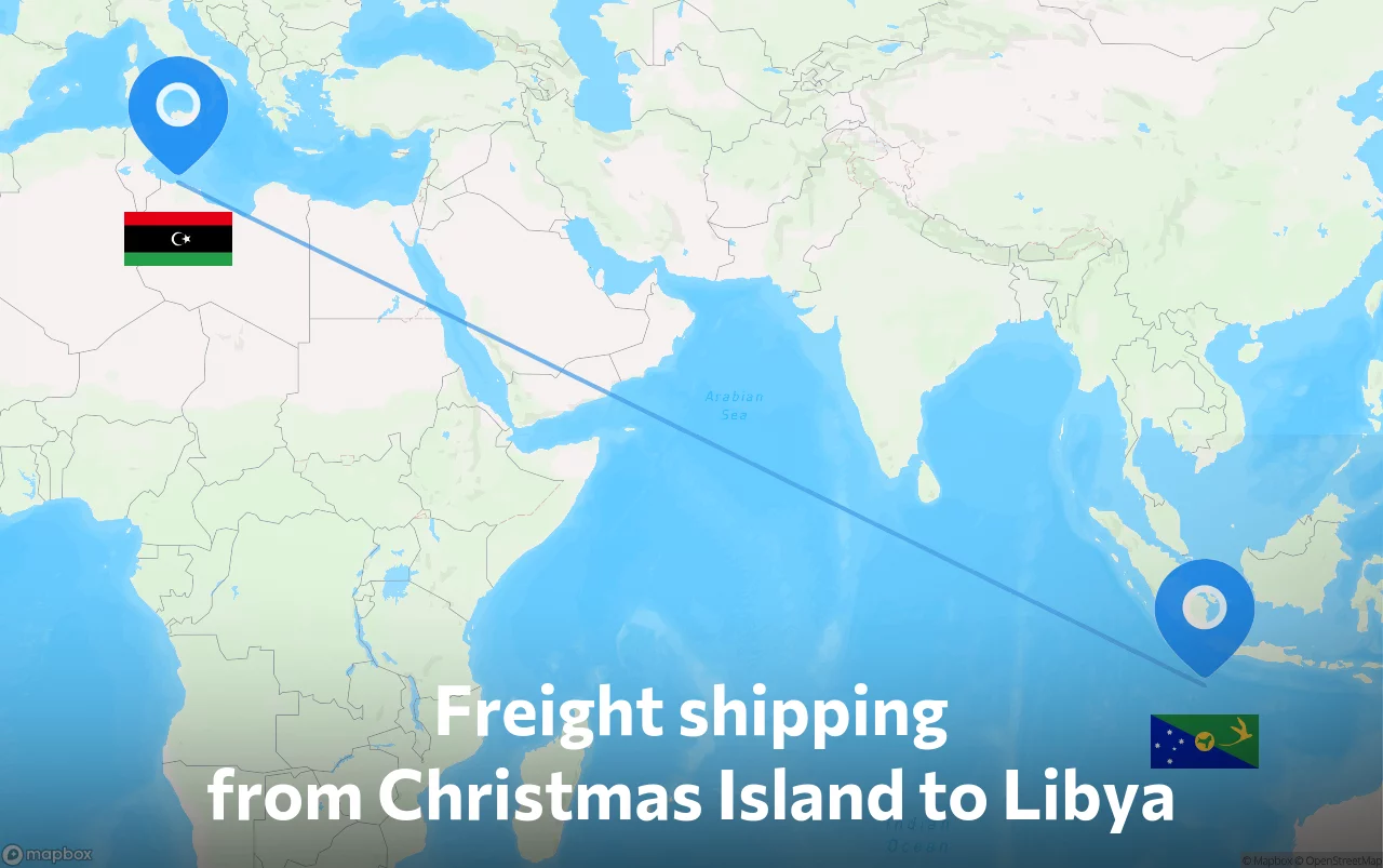 Shipping route from Christmas Island to Libya