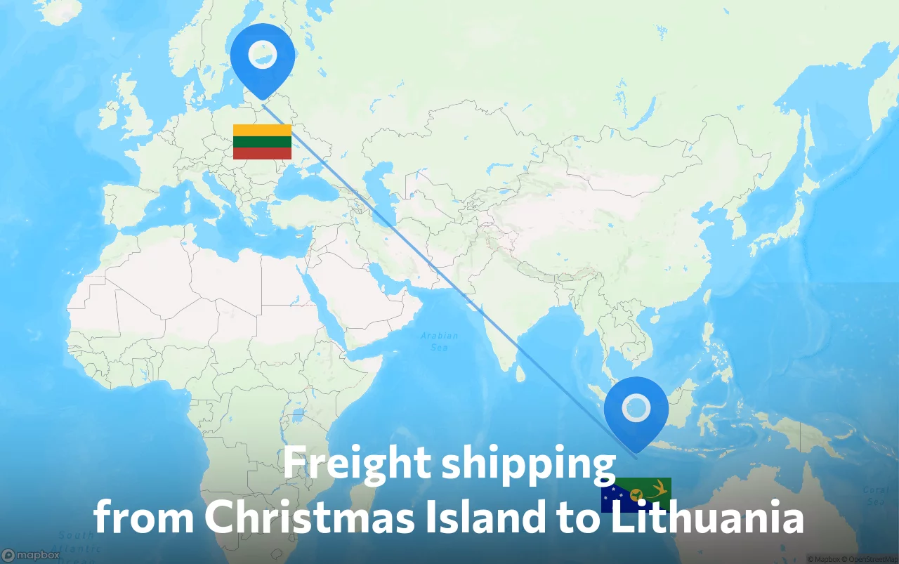 Shipping route from Christmas Island to Lithuania