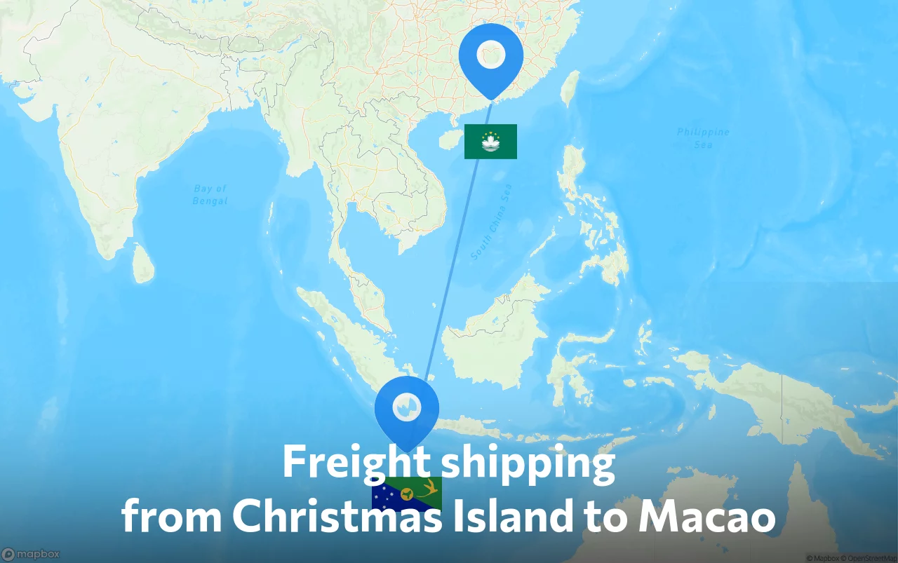 Shipping route from Christmas Island to Macao