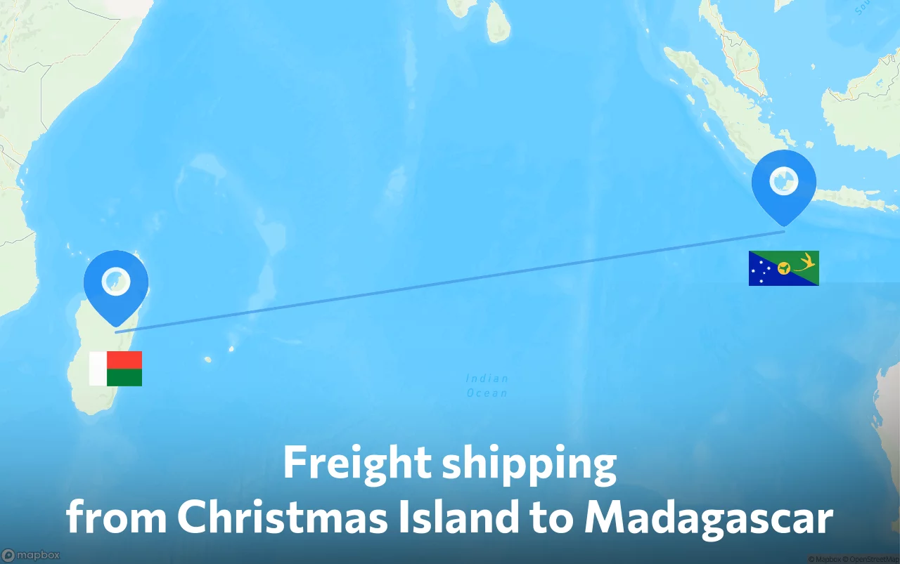 Shipping route from Christmas Island to Madagascar