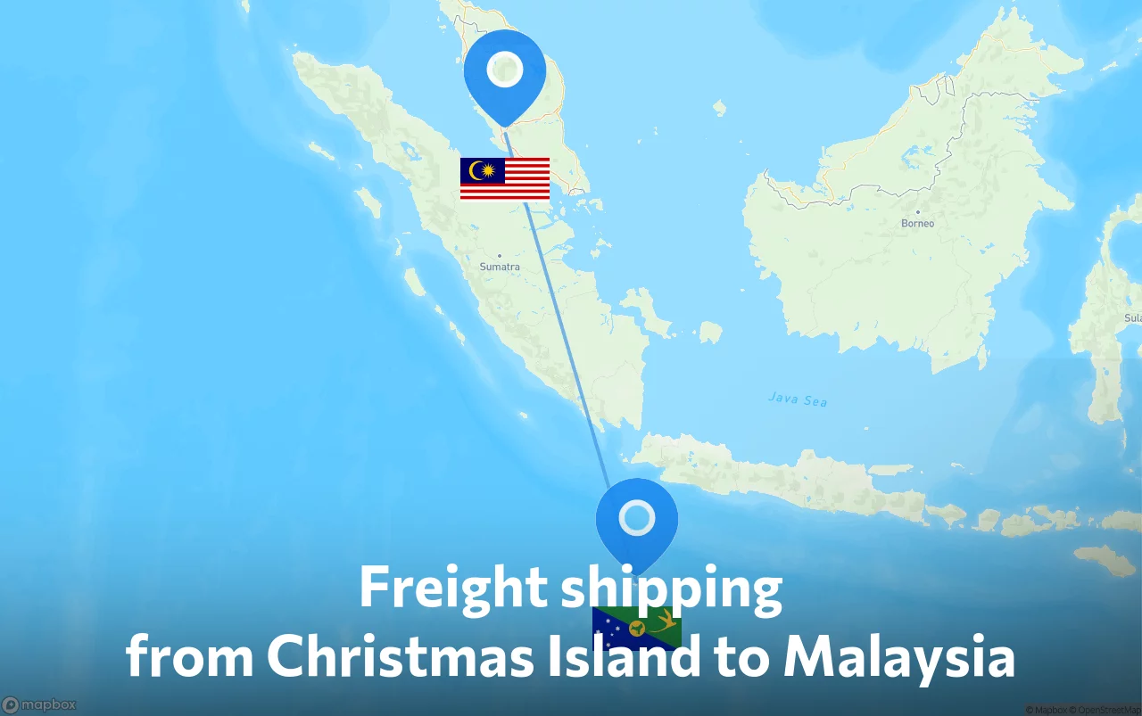 Shipping route from Christmas Island to Malaysia