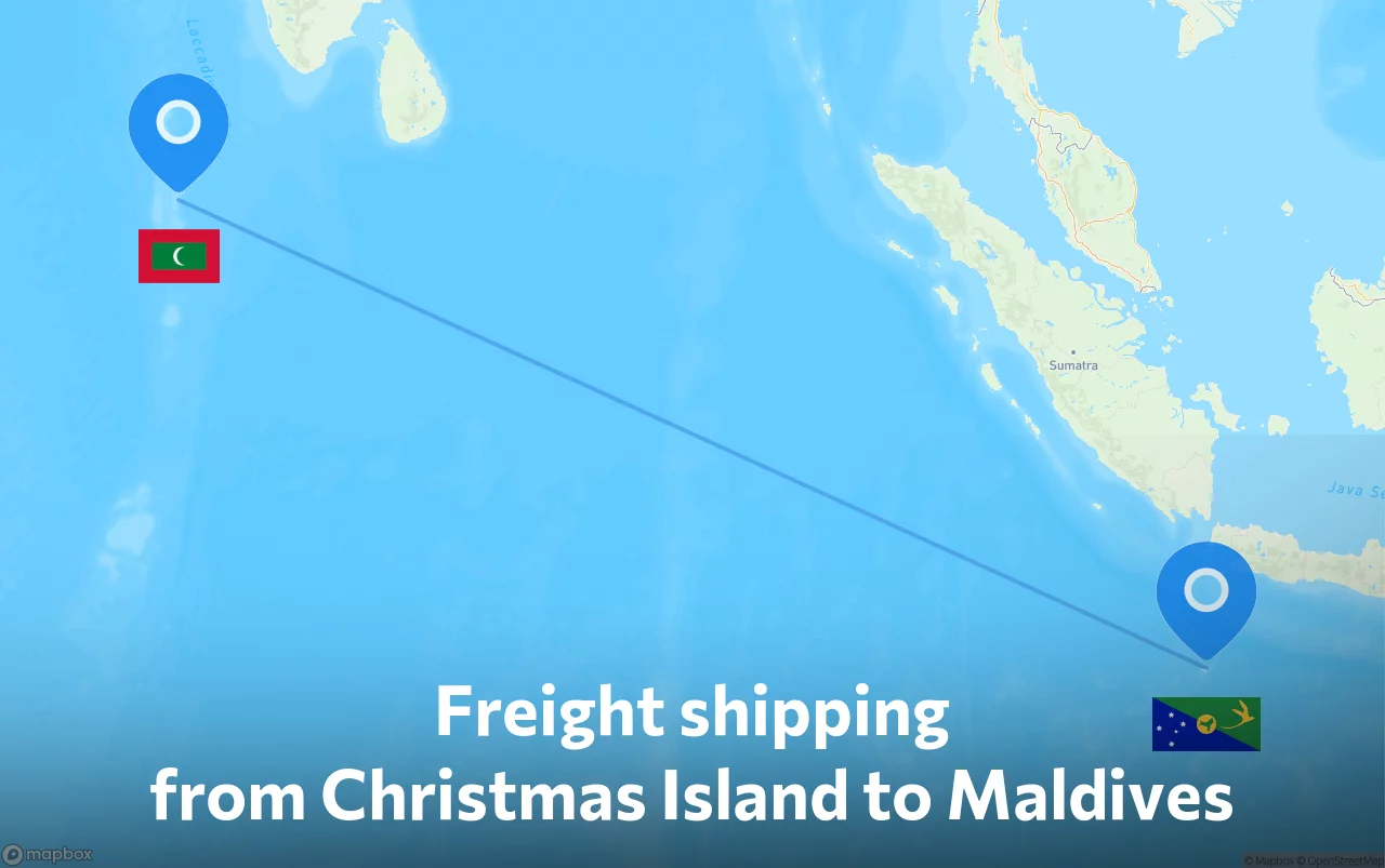 Shipping route from Christmas Island to Maldives