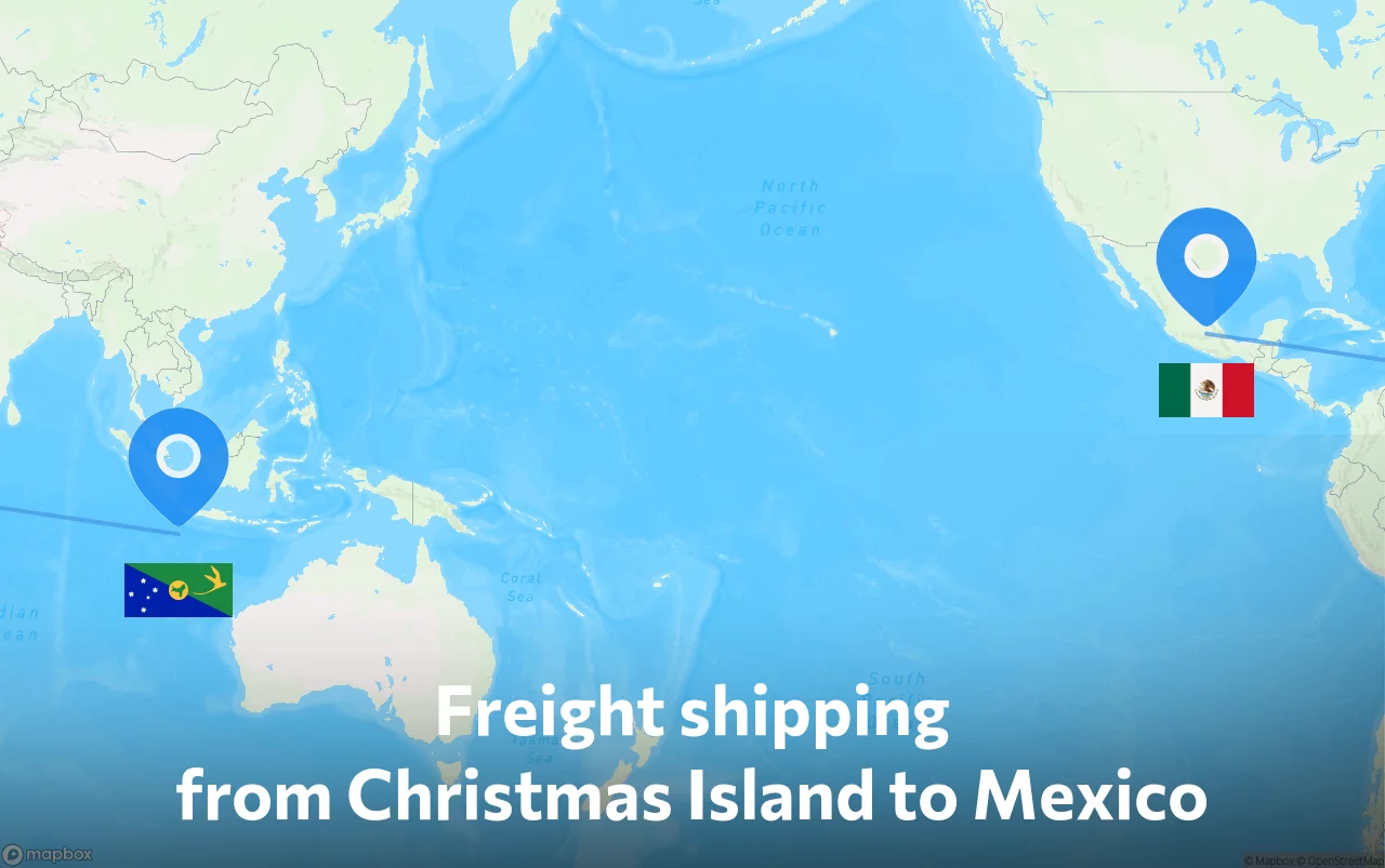 Shipping route from Christmas Island to Mexico