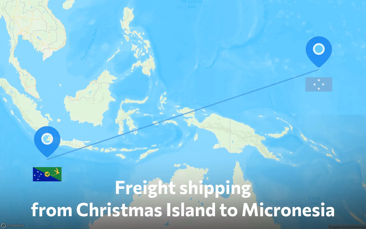 Shipping route from Christmas Island to Micronesia