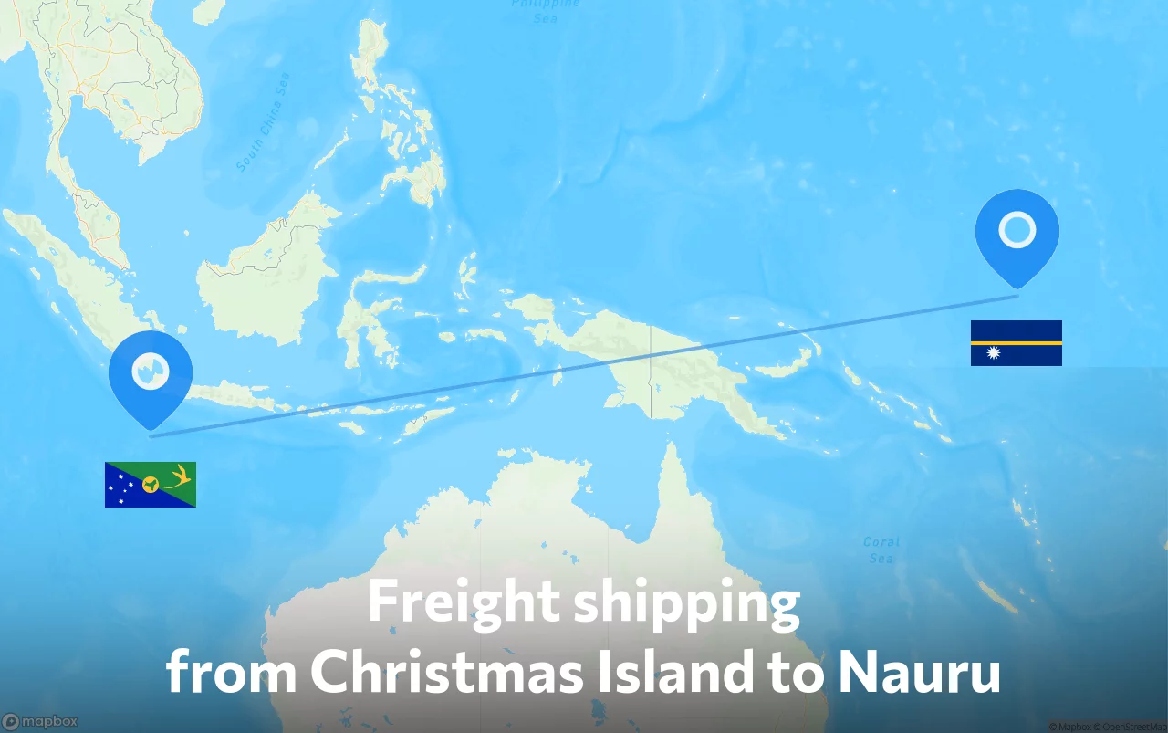 Shipping route from Christmas Island to Nauru