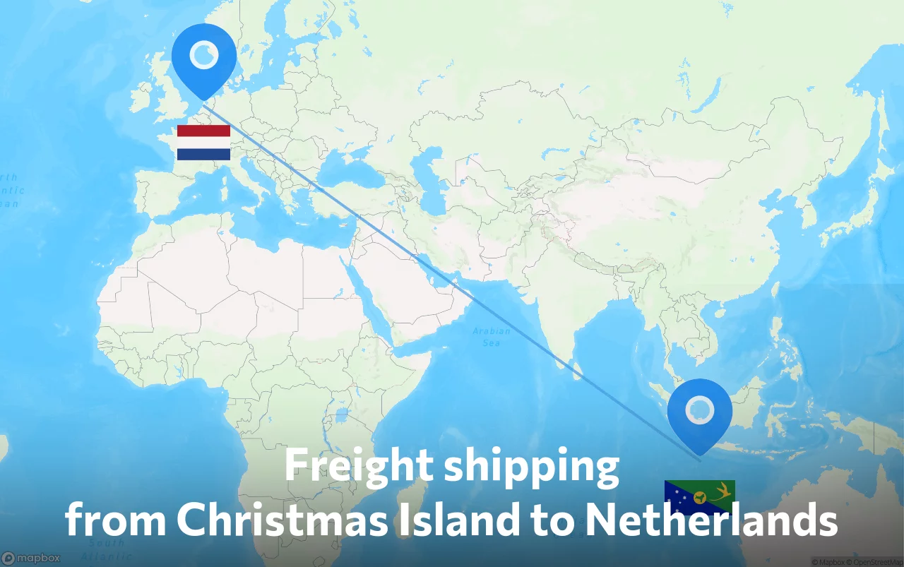 Shipping route from Christmas Island to Netherlands