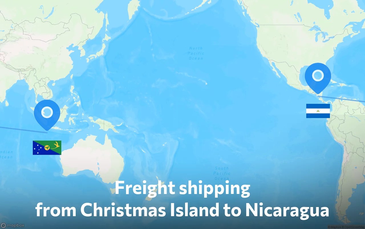 Shipping route from Christmas Island to Nicaragua