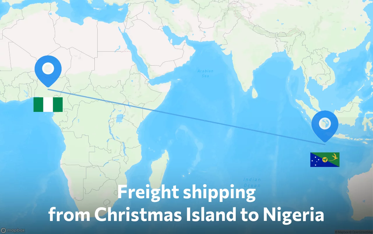 Shipping route from Christmas Island to Nigeria