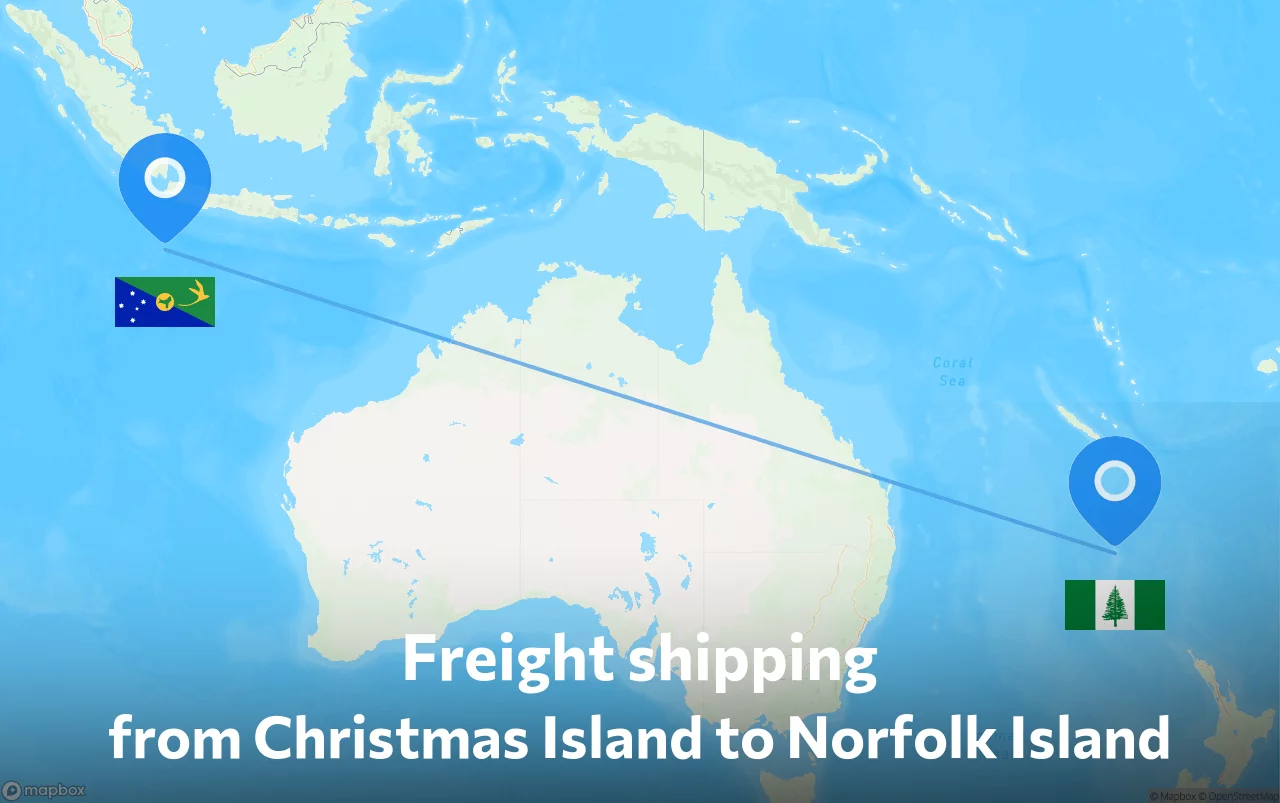 Shipping route from Christmas Island to Norfolk Island