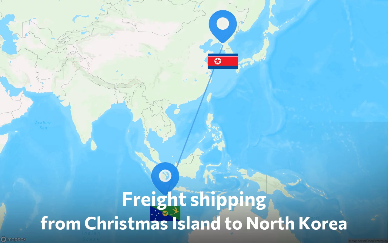 Shipping route from Christmas Island to North Korea