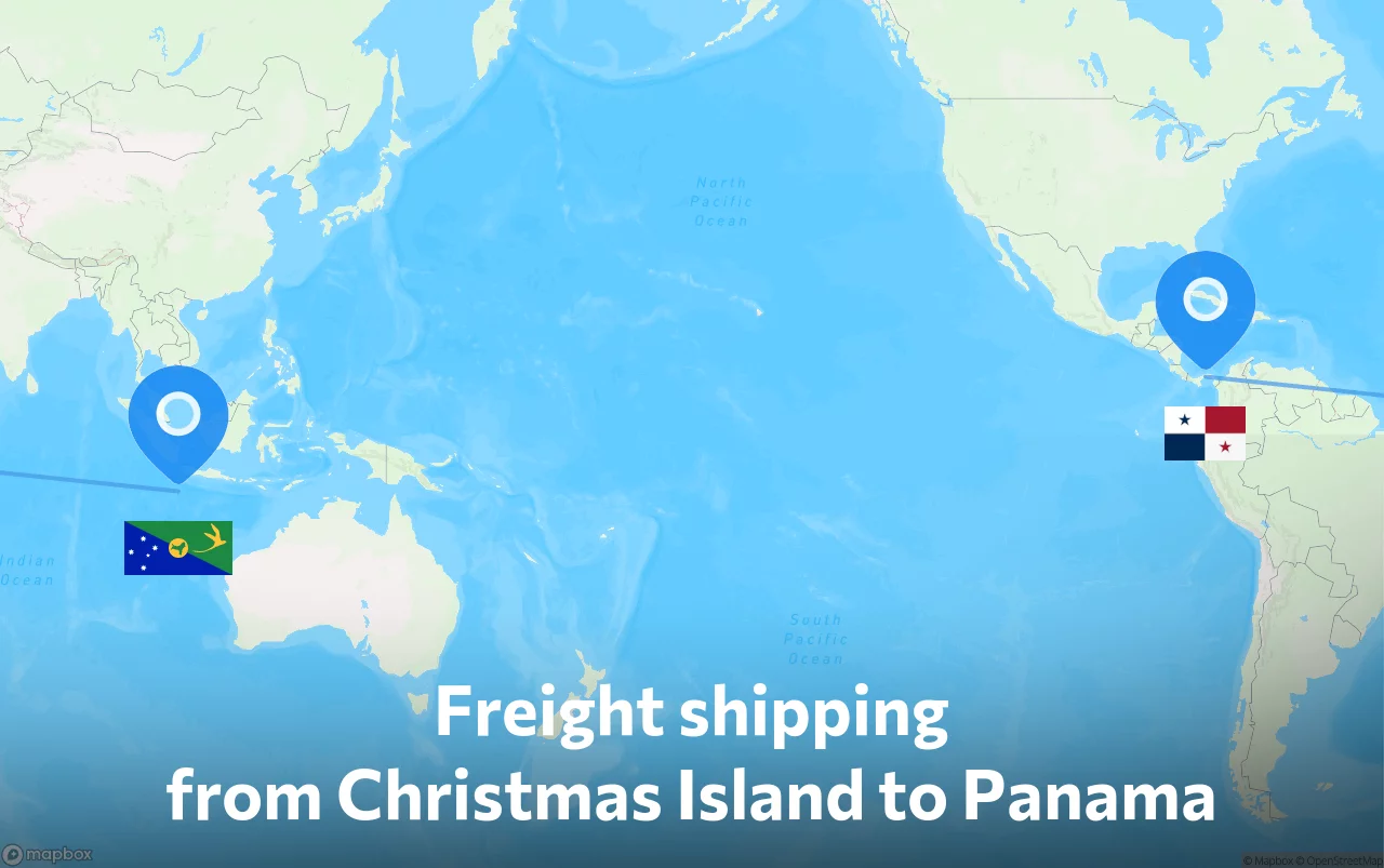Shipping route from Christmas Island to Panama