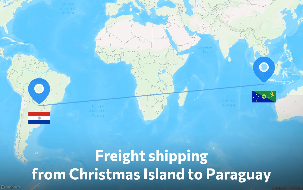 Shipping route from Christmas Island to Paraguay