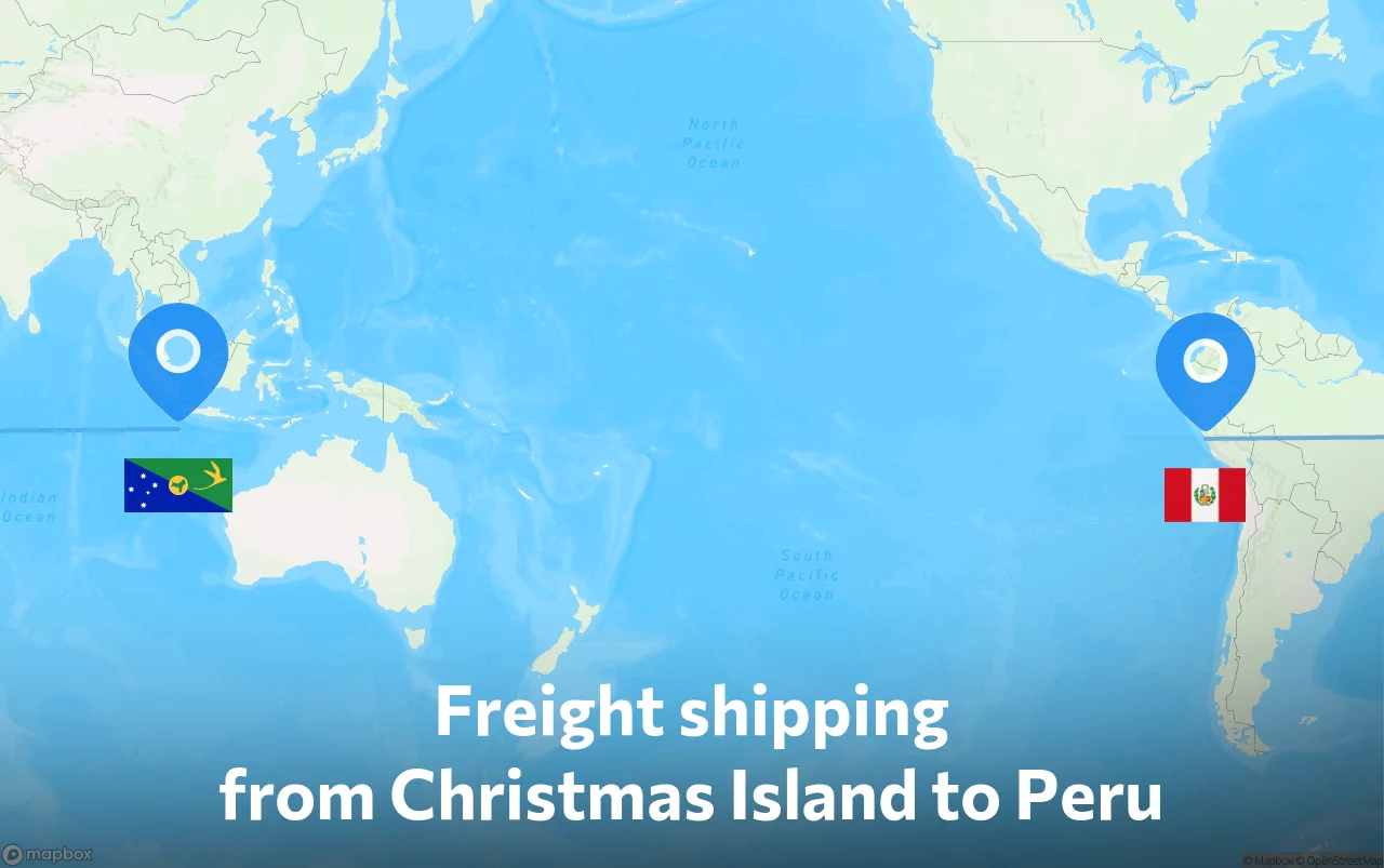 Shipping route from Christmas Island to Peru