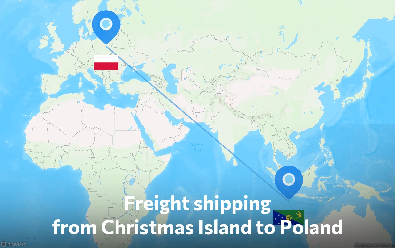 Shipping route from Christmas Island to Poland