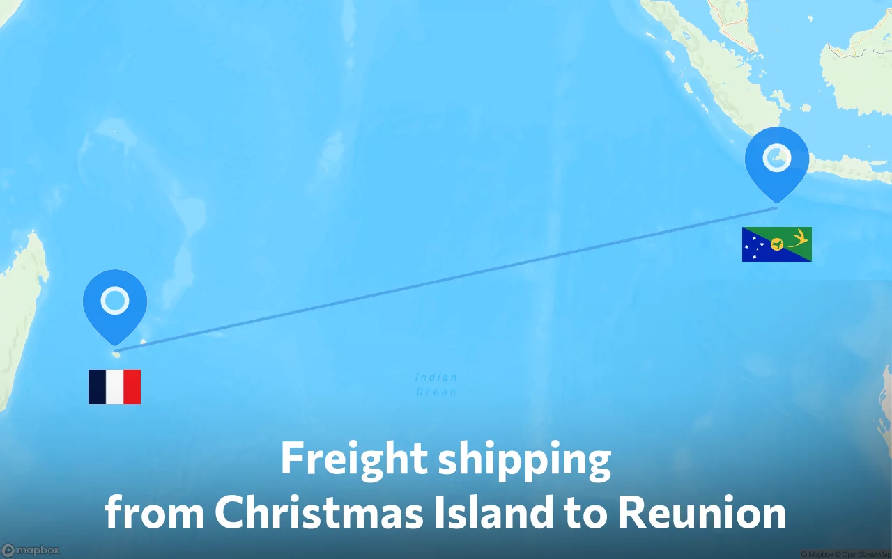 Shipping route from Christmas Island to Reunion