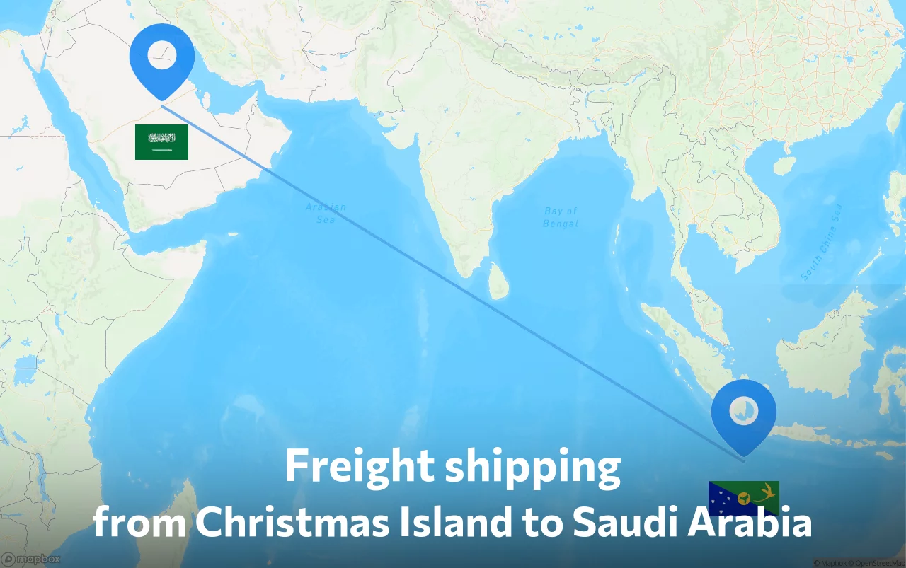 Shipping route from Christmas Island to Saudi Arabia