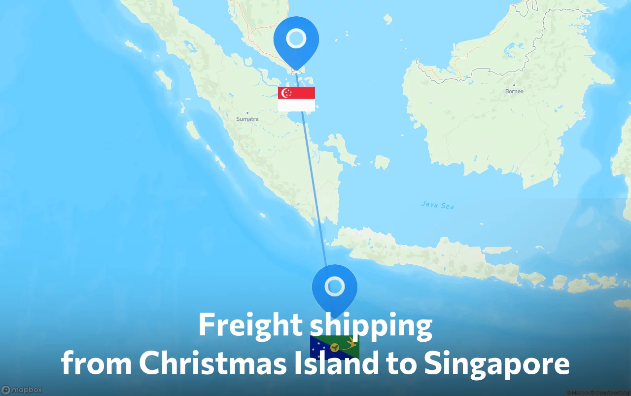 Shipping route from Christmas Island to Singapore