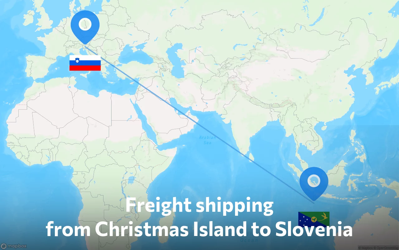 Shipping route from Christmas Island to Slovenia