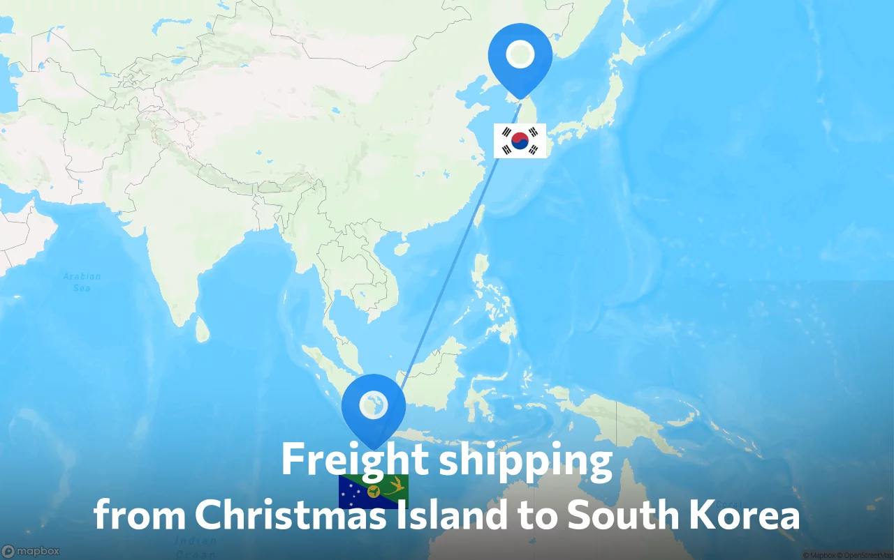 Shipping route from Christmas Island to South Korea