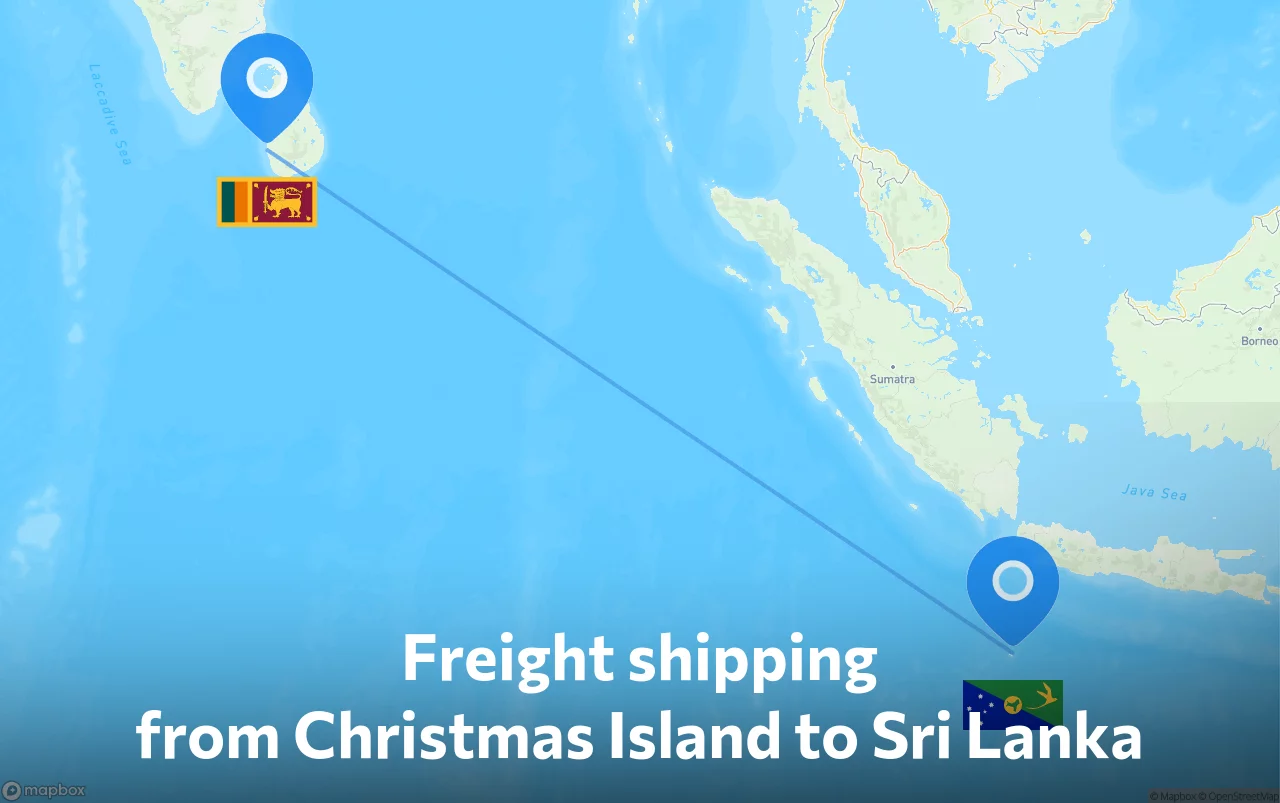 Shipping route from Christmas Island to Sri Lanka