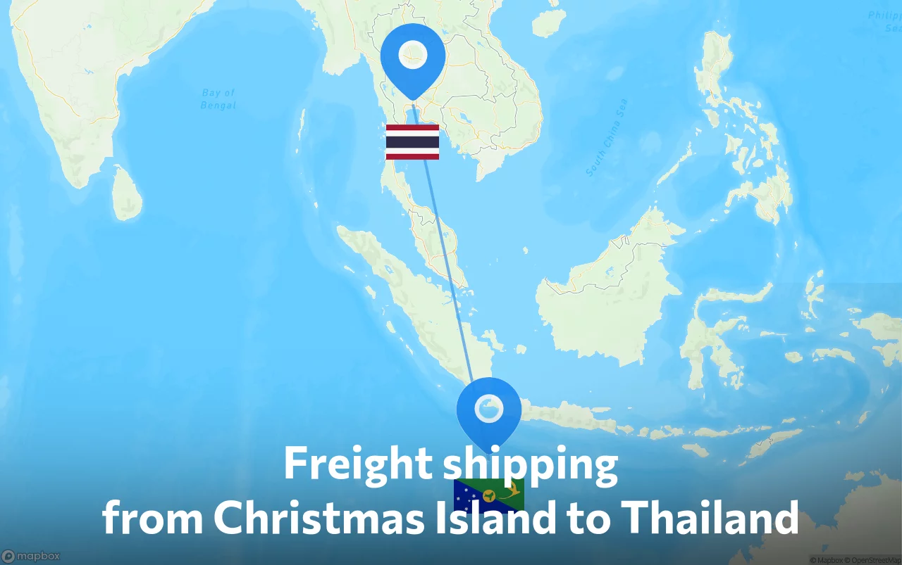 Shipping route from Christmas Island to Thailand