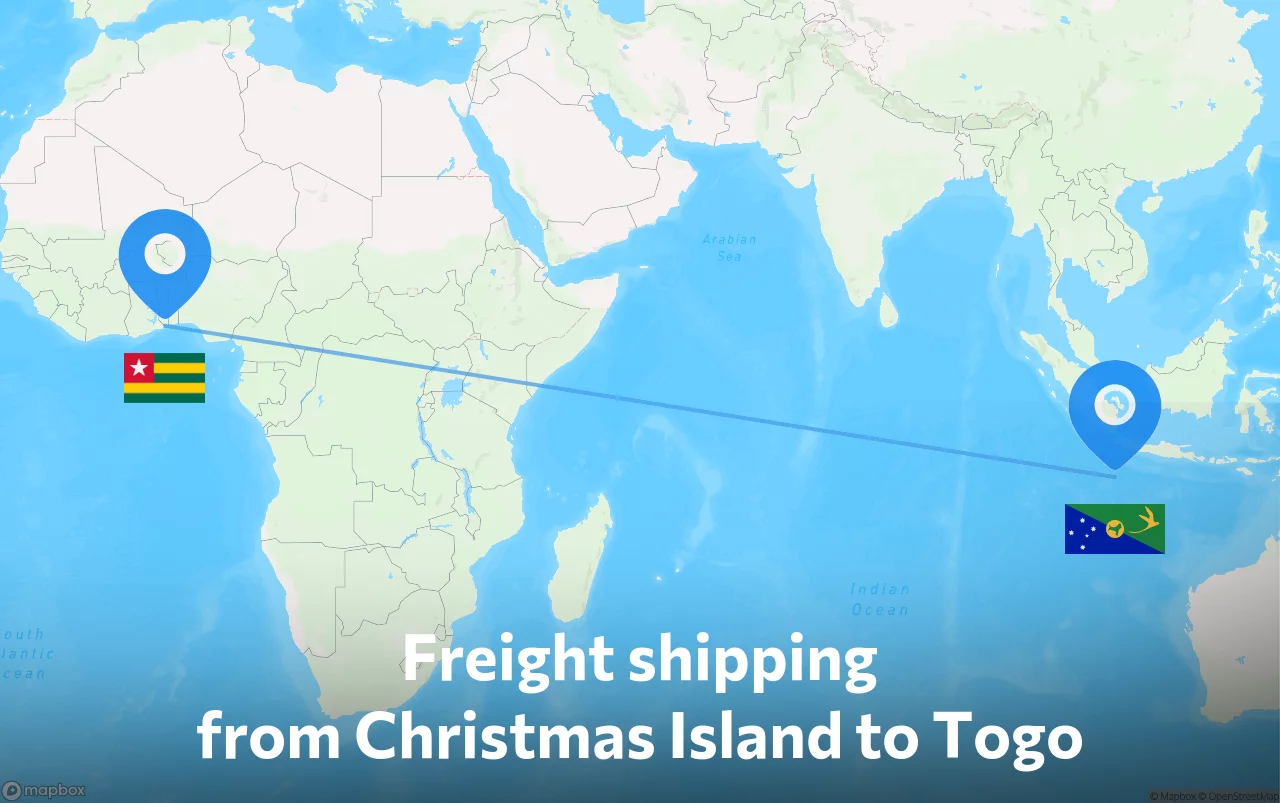 Shipping route from Christmas Island to Togo