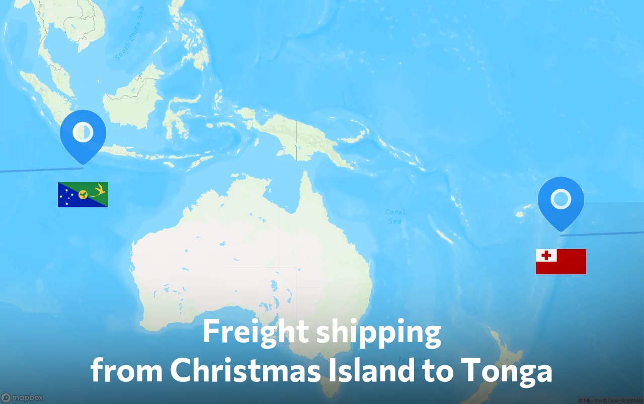 Shipping route from Christmas Island to Tonga