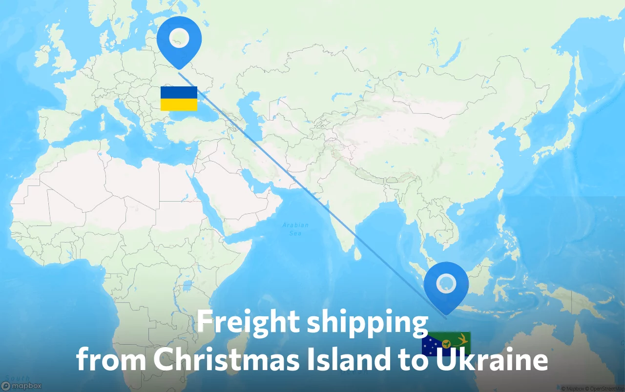 Shipping route from Christmas Island to Ukraine