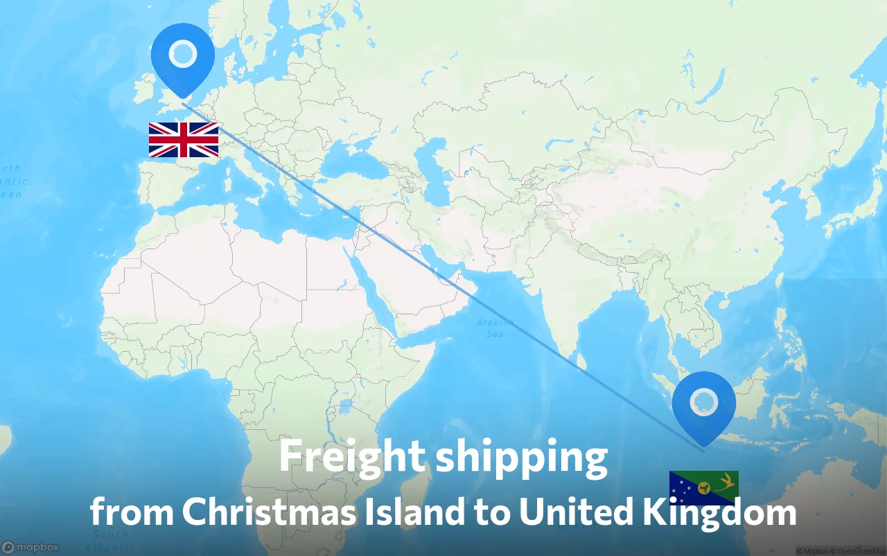 Shipping route from Christmas Island to United Kingdom