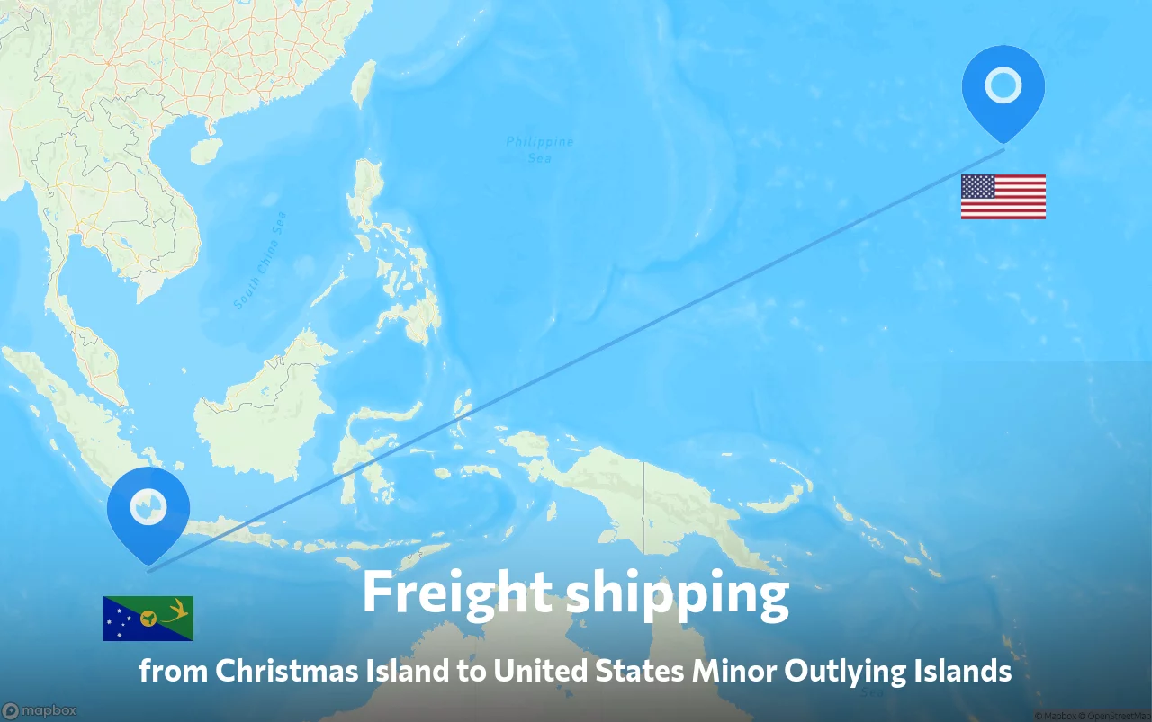 Shipping route from Christmas Island to United States Minor Outlying Islands