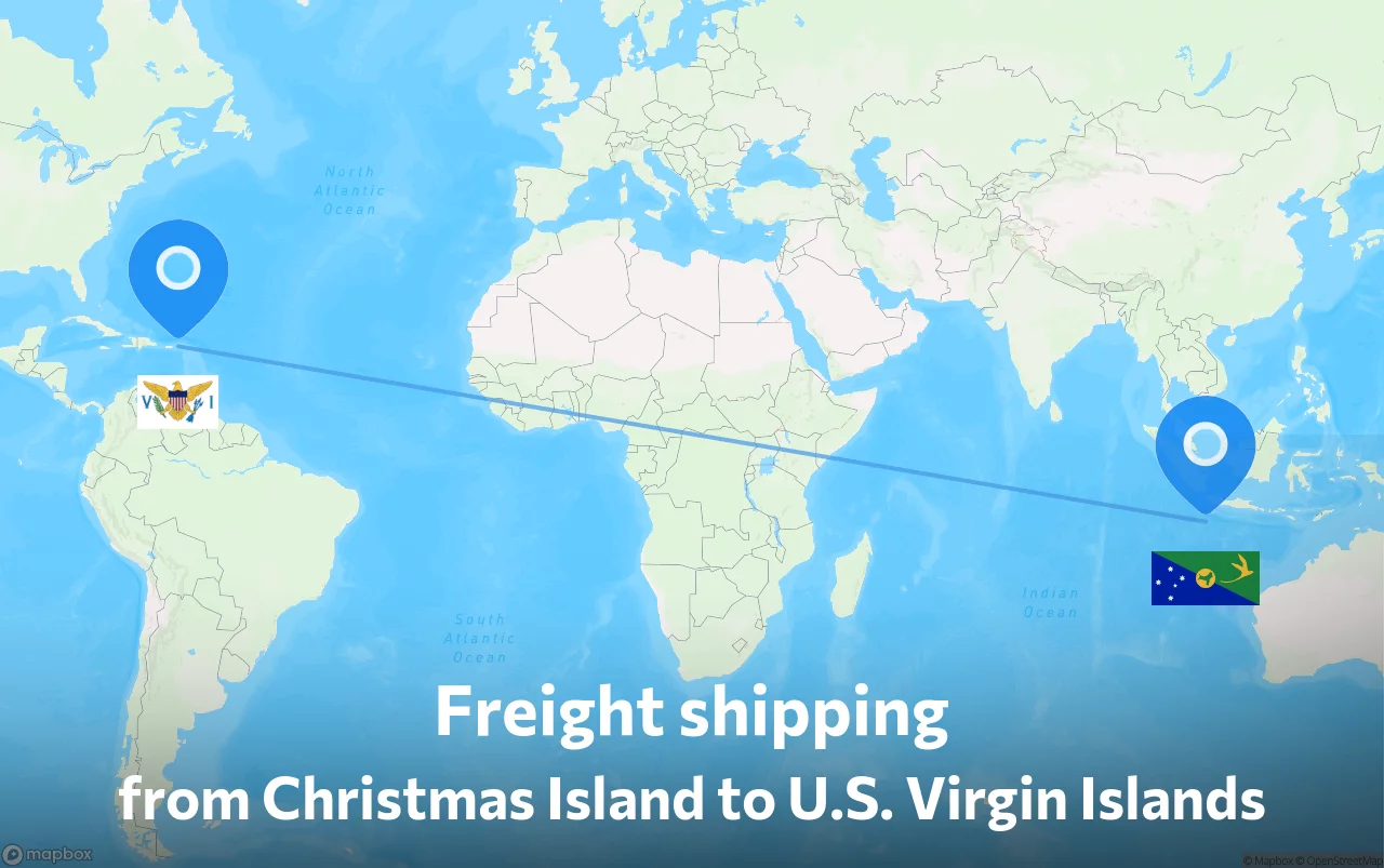 Shipping route from Christmas Island to U.S. Virgin Islands