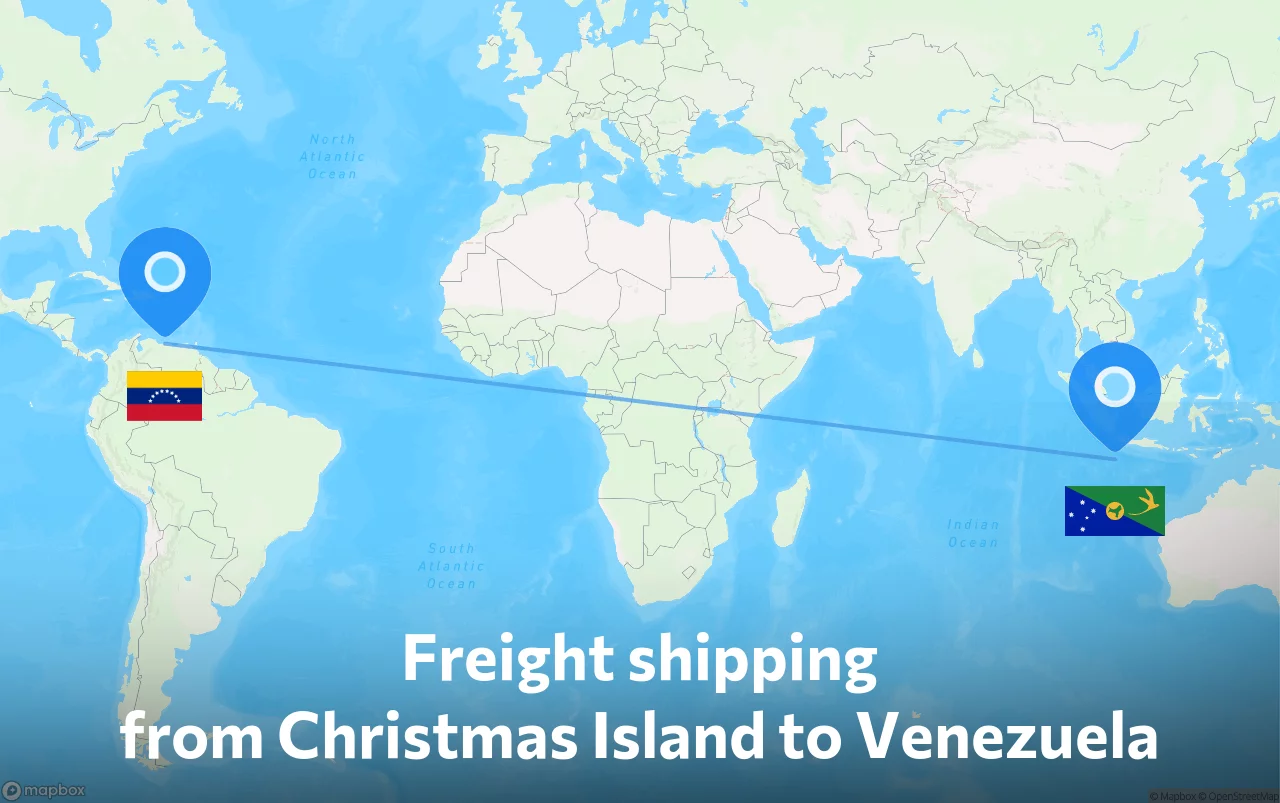 Shipping route from Christmas Island to Venezuela