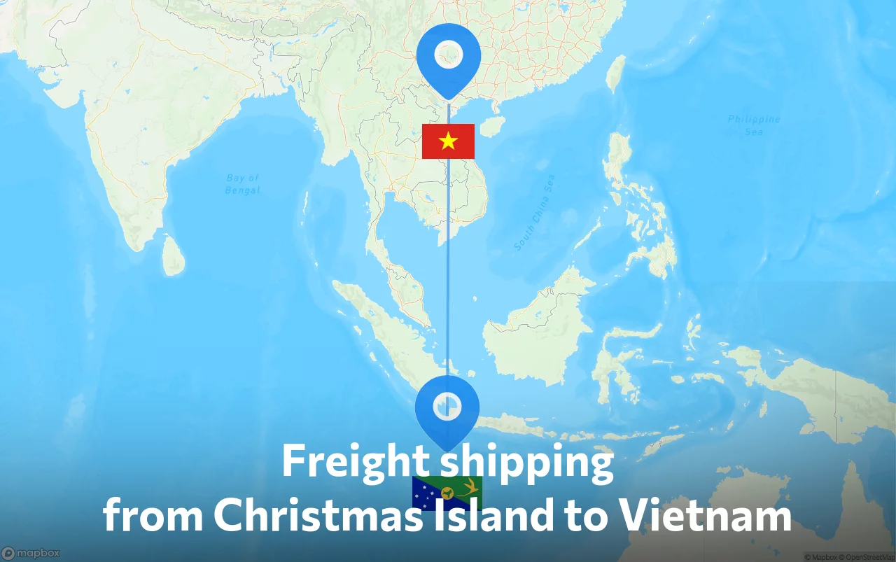 Shipping route from Christmas Island to Vietnam